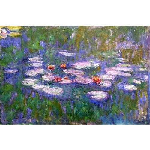 100% handmade landscape oil painting reproduction on linen canvas,water-lilies-1919-2 by claude monet,Free DHL Shipping