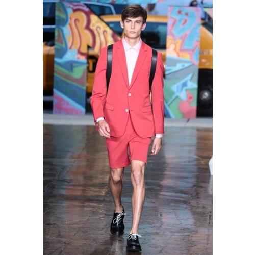 Streetwear Hot Summer Men Tuxedo Suits 2 Pcs Notch Lapel Wedding Slim Fit Custom Made Groom Terno Masculino Prom Blazer Shorts