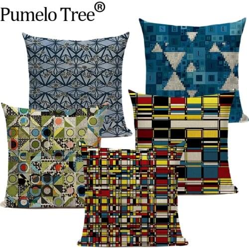 Colorful Abstract Cushion Covers Lattice Squares Decorative Pillow Case Sofa Stitching Home Decor Throw Pillows Cover Cojines