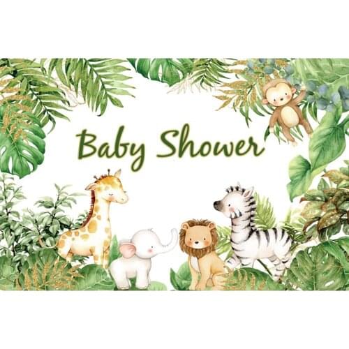 Summer Tropical Forest Jungle Wild Animal Safari Newborn Baby Shower Birthday Party Backdrop Vinyl Photography Background Prop