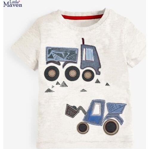 Little maven children 2020 summer new baby girls clothes truck applique brand cotton short sleeve t shirt girl tee tops 51730