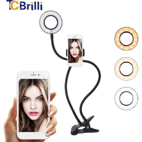 Selfie LED Ring Light with Cell Phone Mobile Holder Protable Fill Lamp for Youtube Live Stream Makeup Camera for Phone Android