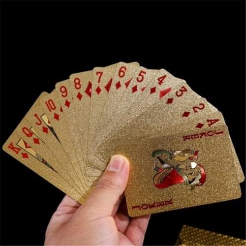 Golden Playing Cards Deck gold foil poker set Magic card 24K Gold Plastic foil poker Durable Waterproof Cards magic