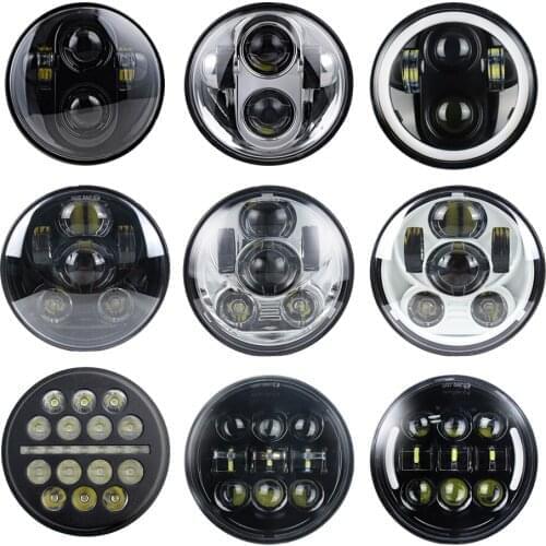 5.75 inch Led headlight halo Ring white DRL Angel eye For Dyna Sportster Softail 5 3/4"Headlamp for 883 XL883 FXCW