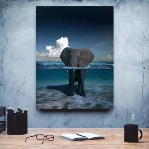 Wall Art HD Prints Home Baby Elephant In The Water Decor Swim Poster Pictures Canvas Paintings For Living Room No Frame Artwork