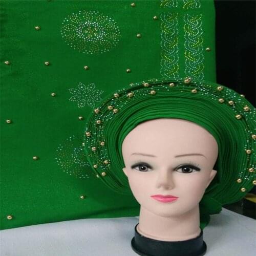 Nigerian gel headgear, with stone bead,With shawl already made auto, turban, afro aso ebi gel aso oke, wide brim headgear 7L1119
