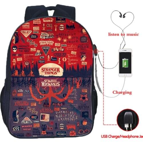 2019 Newest Strange Things 3 Multifunction Backpack Women Men USB Laptop Travel Bags Backpack School Bag for Teenage Girls Boys