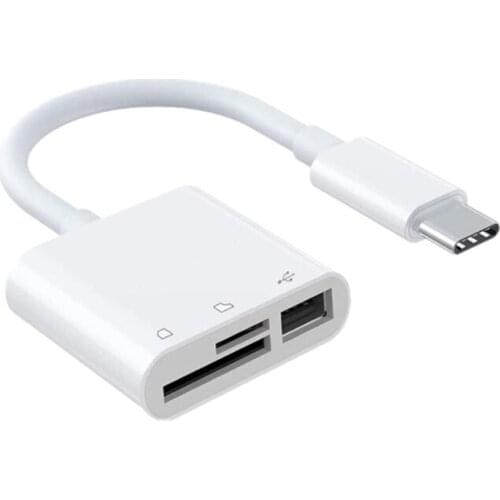 2021 New Type C OTG Memory Card Adapter Hub USB C to TF Card Reader 1 to 3 USB3