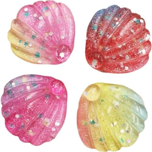 New 8PCS Resin Bling Colorful Paillette 3D Shell Flatback Rhinestone Appliques Embellishment DIY Wedding Scrapbook Craft G45