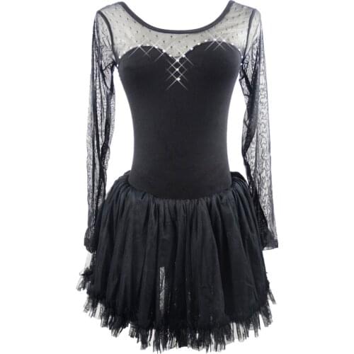 LIU HUO Kids Womens Girls' Figure Ice Skating Dress Ballet Dance Dress for Stage Performance Competition Costumes black purple