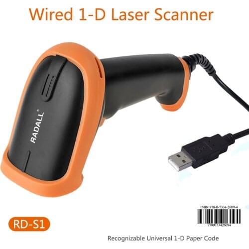 RD-S1 Handheld Wired Barcode Scanner 1D Bar Code Reader Long Range Portable USB Scanner for POS and Inventory