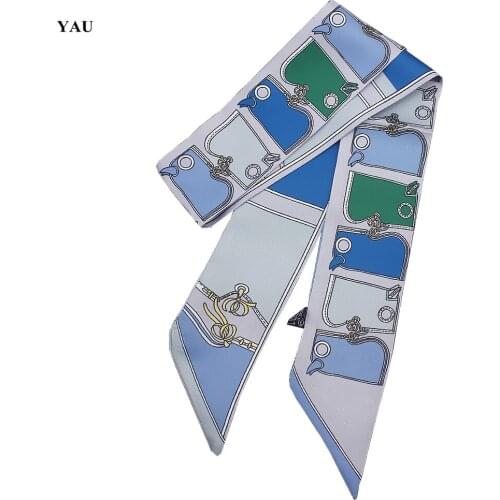 Small Silk Scarf For Women 2020 New Print Handle Bag Ribbons Brand Fashion Head Scarf Small Long Skinny Scarves Wholesale