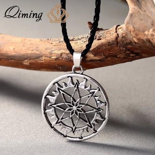 QIMING Nordic Celtic Pendant Men Necklace Talisman Amulet Shield Viking Necklace Retro Women Jewelry Slavic Symbol Gift