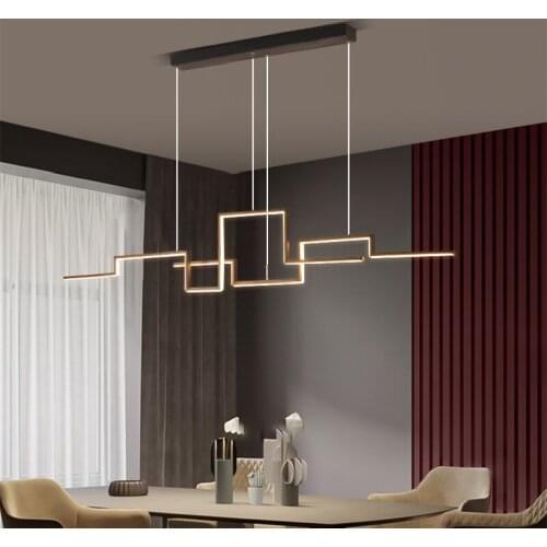 Modern Led Pendant Lights Black Geometry Led Pendant Chandeliers Lighting For Living Room Decor Dining Room Bedroom Hanging Lamp
