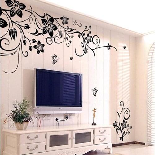 Wall Stickers Fashion Beautiful DIY Removable Vinyl Flowers Vine Mural Decal Art Stikers For Living Room Wall Decoration