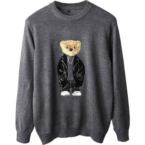 New 2021 Men Luxury Winter Welldone Embroidered Bears Chain Knit Casual Sweaters pullover Asian Plug Size High Drake #050