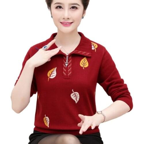 Temperament Middle Aged Mother Dressed In Autumn Sweater 2021 New 40 Year Old 50 Mid Aged Female Spring And Autumn Sweater