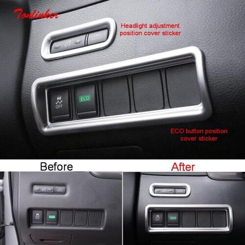 Tonlinker Headlight adjustment/ECO switch Cover Stickers for Nissan murano 2015-19 Car styling 2 PCS ABS Chrome Cover stickers