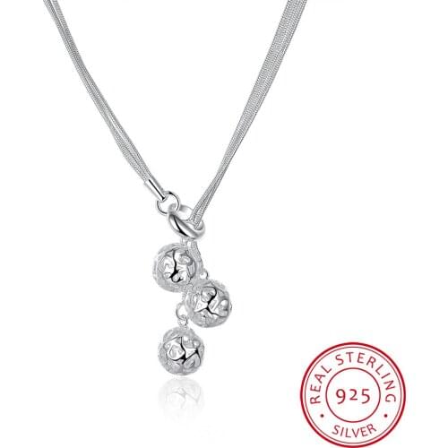 Trendy 925 Sterling Silver Cute Ball Pendant Necklace Clavicle Necklace Female Charm Fine jewelry For Women Birthday Present