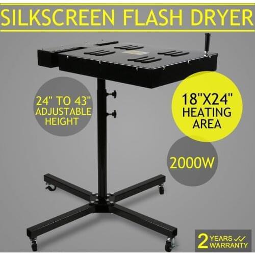 VEVOR 2000W Adjustable Stand Flash Dryer For Screen Printing 18 "x 24" Curing Ink Display Temperature