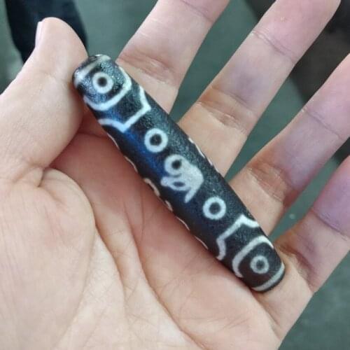 Vintage Tibetan Dzi Bead Pendant Amulet Nature Eyes Vein Bless Case Hanging Ornament