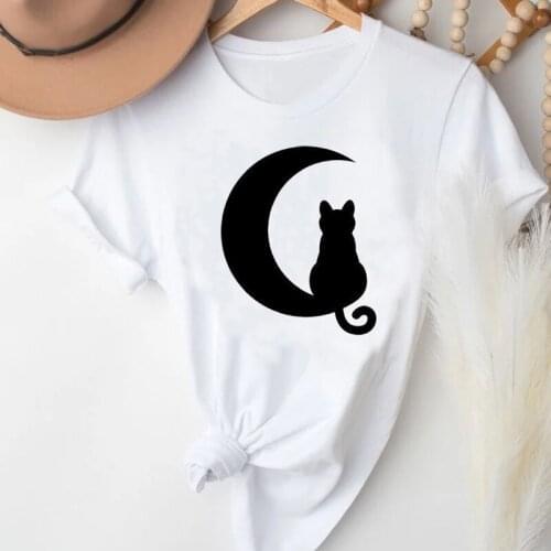 T-shirts Women Cartoon Cat Fashion New Cute Casual Style Short Sleeve Clothes Stylish T Tshirt Top Lady Print Girl Tee T-Shirt