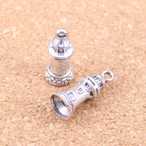 12pcs Charms castle lighthouse 20x9mm Antique Pendants,Vintage Tibetan Silver Jewelry,DIY for bracelet necklace