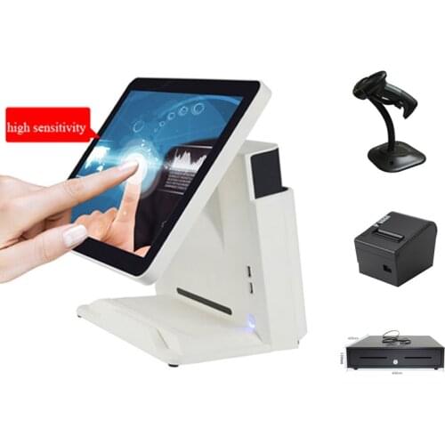 15 inch All in One POS Point of Sale Retail Cash Register System Including 80mm Thermal Printer,Barcode Scanner and Cash Box