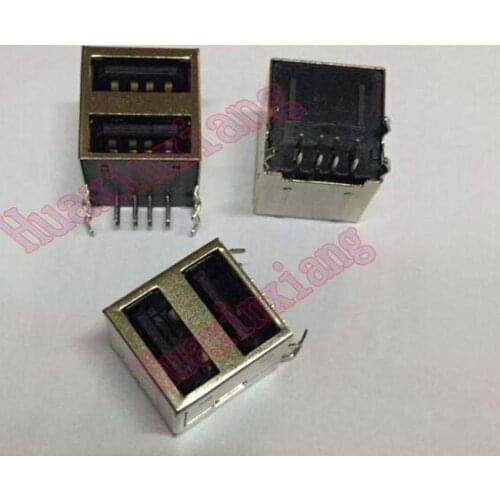 20PCS/Lot Double USB-A USB Female Jack/Socket Connector All-Inclusive 90 Degree