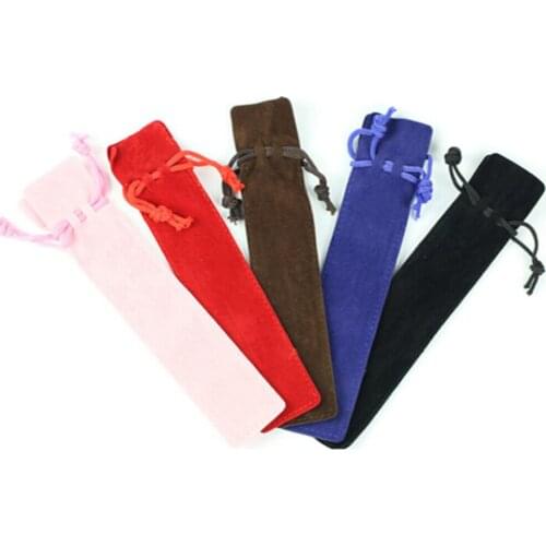 5PCS Velvet Single Pencil Bag Pen Pouch Holder Pen Case With Rope For Rollerball /Fountain/Ballpoint Pen
