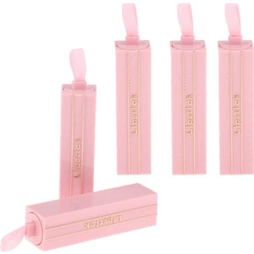 5Pcs Plastic Empty Lipstick Tubes Lip Balm Containers DIY Lipstick Holders Refillable Pink