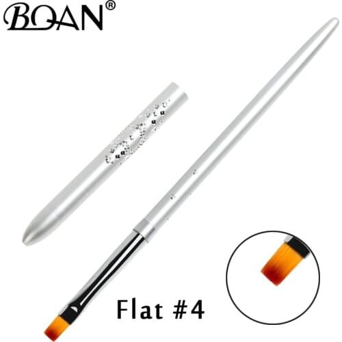 BQAN Sliver Handle #4#6 Nail Art Brush Salon Acrylic UV Gel Salon Pen Dotting Detailing Flat Brush Kit Dotting Tools