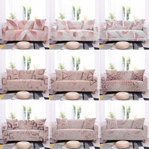 Sofa Cover Chaise Longue Pink All-inclusive Stretch Sofa Cover L Shape Corner Armchair Cover Home Decor 1/2/3/4-seater