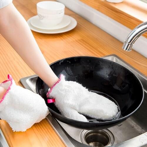 2pair Dishwashing Clean Gloves Bamboo Fiber Dish Washing Glove Car Pet Brush Kitchen Clean Tool Car Pet Brush Glass Dust Cleaner
