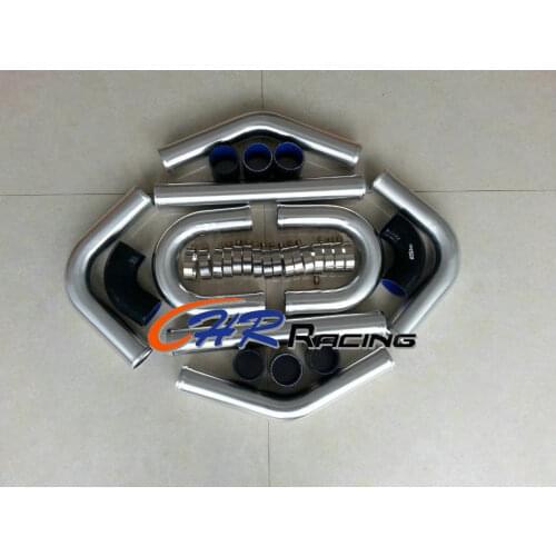 FOR NEW 2" 51 mm Aluminum Universal Intercooler Turbo Piping +black hose+T-Clamp kit