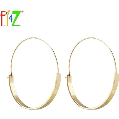 F.J4Z New arrival Fashion metal punk style Designed Earrings womens copper made circle hoop Earrings For party show C063