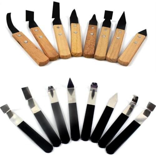 Pottery 8-piece Carving Tool Trimming Cutter Head Ceramic Tool Wooden Handle Leather Handle Set Carving Polymer Shaper Clay Tool