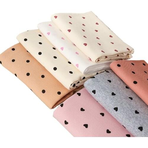 Fashion Lycra Stretchy Jersey Rib Sewing Material Floral Dot Cotton Printed Fabric For Girls Dress Or T-shirt 45*135cm YHTJ0050