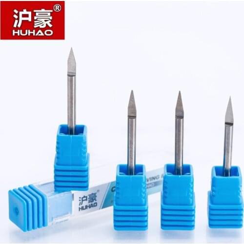 HUHAO 1PC Shank 3.175mm Round Bottom Engraving Bits Degree 30 CNC Router Bits For Wood End Mill Carbide Carving 3D Embossment