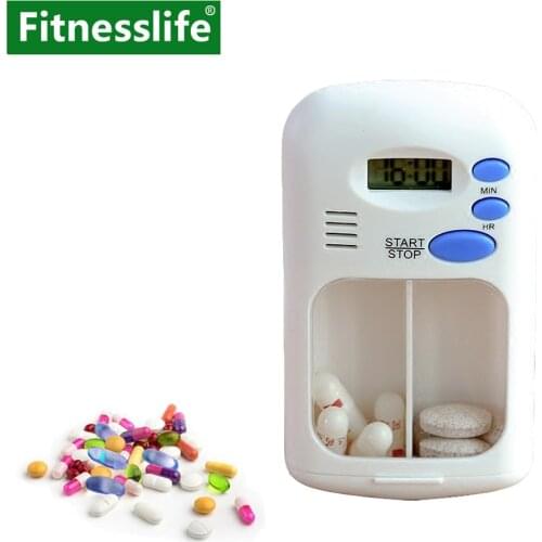 Pill Dispenser Organizer Case Box Container Medicine 2 Grids Digital Electric Timer Reminder Alarm Clock Tablets Storage
