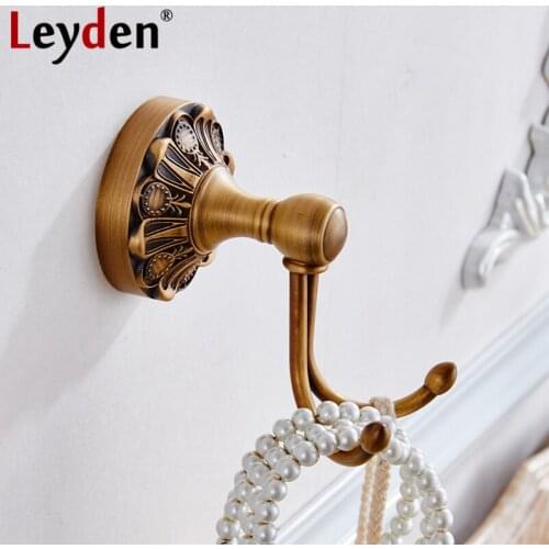 Leyden Antique Brass/ Black Vintage Coat Hooks Towel Hook Wall Mounted Clothes Drying Rack Copper Robe Hook Bathroom Accessories