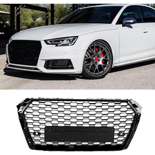 Modified For A4 Racing Grill For A4 S4 B9 2017 2018 Front Bumper Grilles Mesh Cover Auto Front Grills Grille For Trims