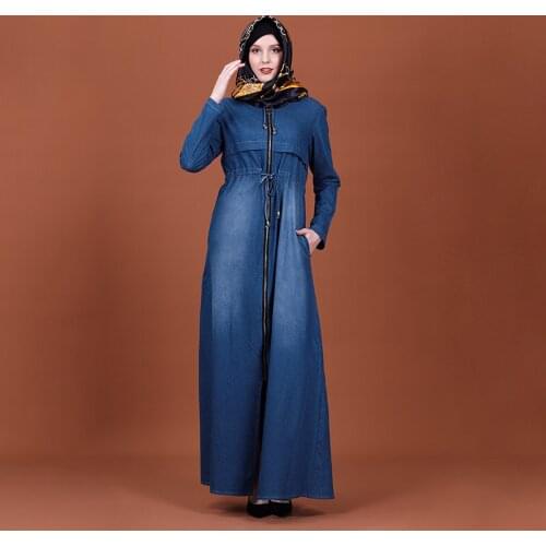 Muslim Dress Women Muslim Denim Dress Middle East Southeast Asia Abaya Dubai Muslim Fashion Abaya Turkey Muslim Dress Women