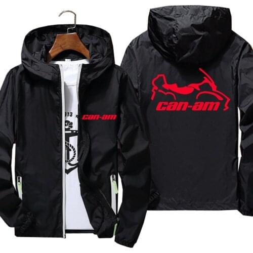 Can Am Motorcycle Mens Bomber Windbreaker Skin Coat Reflective Zipper Hooded Outwear Pilot Male Hooded Cycling Jacket Plus Size