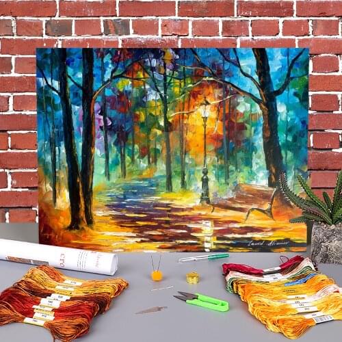 The New Path Printed Fabric 11CT Cross-Stitch Kit Embroidery DMC Threads Craft Painting Handicraft Hobby Different Counted