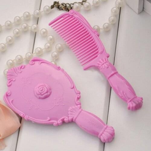 New Retro Vintage Style Girl Make-up Cosmetic Hand Held Mirror & Comb Promotional Mirror Gift#MD18-1
