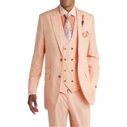 New Classic Men’s Suit Smolking Noivo Terno Slim Fit Easculino Evening Suits For Men Pink Wedding Groom Tuxedos Prom Blazer