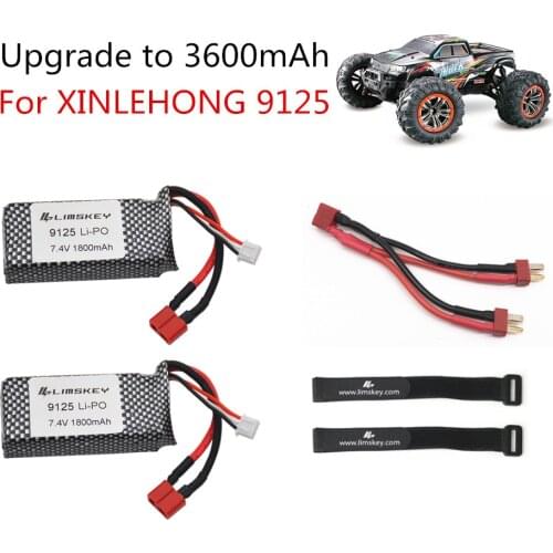Upgrade to 3600mAh For XINLEHONG 9125 Remote Control Rc Car Spare Parts 7.4v 1800mah Lipo Battery XLH 9125 battery 1600mah 7.4V