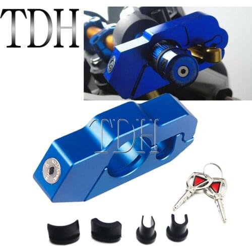 Solid Blue Scooter Motorcycle Handle Brake Lever Locking CNC Handlebar Grip Security Safety Locks Kit For Yamaha Sports Bikes