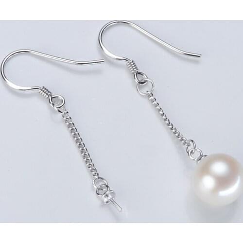 Wholesale HOT 925 Sterling Silver Drop Earrings Findings Settings Base Mountings Parts Mounts for Pearls Agate Coral Beads